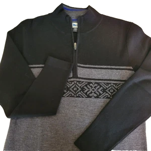 NWOT Meister Nick 1/2 Zip Pullover Sweater Nordic Wool Blend Men's LG Black Ski - Picture 1 of 12