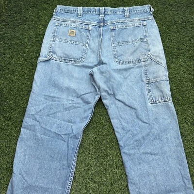 VTG Y2K Lee Carpenter Jeans Mens 36x32 Blue Denim Distressed Skater Wide Leg Pip - Image 1 of 4