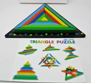 Rompecabezas de madera triángulo geométrico 12" 17 piezas más base colorido nuevo - Imagen 1 de 7