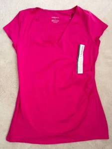 MERONA T-SHIRT~DISCO PINK~LADIES M~CROSSOVER~SLIGHTLY FITTED WRAP TEE~NWT - Picture 1 of 2