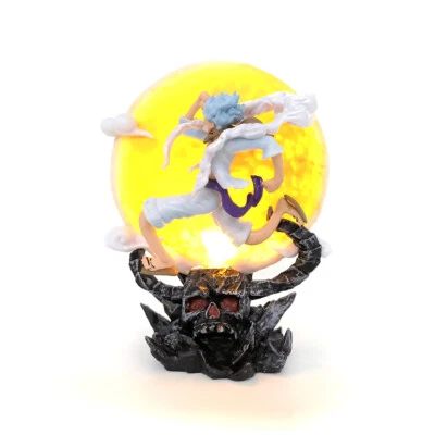 WIB Anime One Piece Gear 5 Luffy Moon Figur Model Toys Statue Light up No Boxed