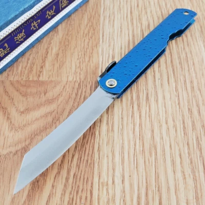 Cuchillo Plegable Higonokami 2.87" Papel Azul Acero Hoja Japonesa Mango Inoxidable Foto 1 de 4