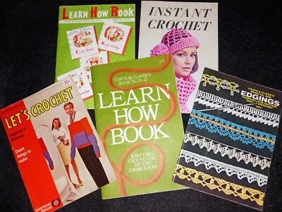 Vintage "How to" CROCHET KNIT EDGE EMBROIDERY TATTING  Books 1950's 60's 70s LOT - Image 1 of 4