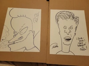 Rick Parker Skizze Original Kunst Zeichnung Beavis & Butthead Menge 2 signiert - Bild 1 von 16