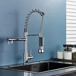 Chrome Kitchen Sink Faucet Pull Down Sprayer Swivel Single Handle Mixer Tap - Bild 1 von 11