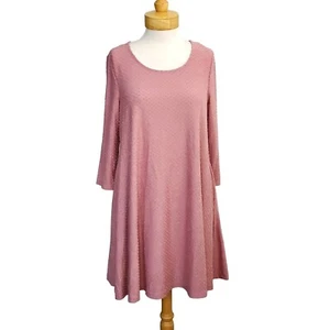 Nina Leonard NWT Swiss Dot Trapeze Dress Lace Up Back 3/4 Sleeves Sz M - Picture 1 of 10