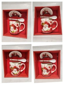 Weihnachten Keramik Tasse Teller & Löffel Geschenkset Festliche Feiertage Geschirr - Bild 1 von 23