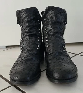 A.S. 98 Black Leather Crocodile Zip Men's Boots - nero Gr. 44 - Bild 1 von 7