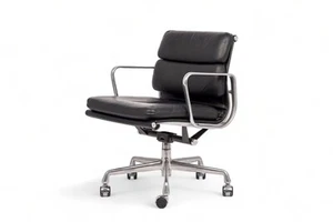 2001 Eames Herman Miller Black Leather Desk Chair Aluminum Group 6 Available - Picture 1 of 13