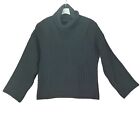 NWT MASSIMO DUTTI Women Sweater SZ S Turtle Neck Rib Bobble Knit Wool Black 3/4