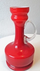 70s Vintage Vase Karaffe Rot Empoli ITALIEN GLASVASE 1970er - Picture 1 of 6