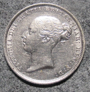 Great Britain 1853 Victoria Young Head Sixpence silver coin Better detail - Bild 1 von 3