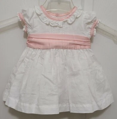 Vestido Edgehill Collection Bebé Niñas Manga Corta Volantes Blanco/Rosa Lino Talla 3M Foto 1 de 4