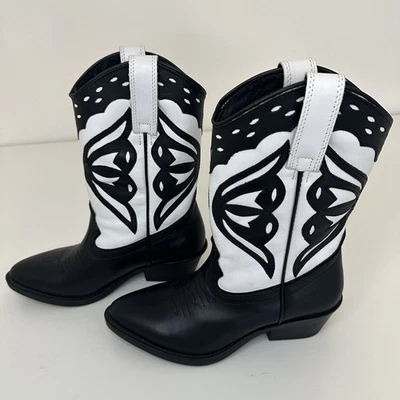 Steve Madden Mujer Laredo Negro/Blanco Vaquero Occidental Tacón Bloque Talla 7 Vaquera Foto 1 de 4