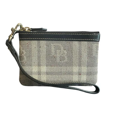 Muñequera Dooney & Bourke Vintage Signature gris a cuadros tweed y cuero negro  Foto 1 de 4