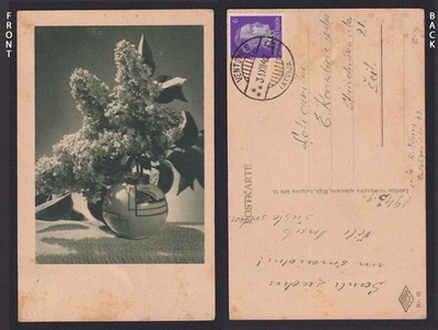 LETÔNIA 1942 Ostland, cartão postal de Ventspils para Seit, flores, Segunda Guerra Mundial - Imagem 1 de 3