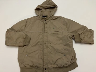 Chaqueta de bombardero de colección Lacoste IZOD Harrington beige forrada con capucha talla XL Foto 1 de 4