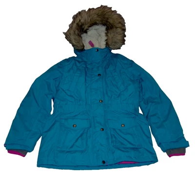 Lands End Expedition Girls L (14)  Down Parka Sherpa Faux Fur Hooded Coat Jacket - Image 1 of 4