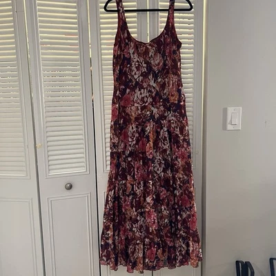 Kasper Bella Orchid Sleeveless Floral Midi Dress Size 16 Tiered Lined Spec Event - Image 1 of 4