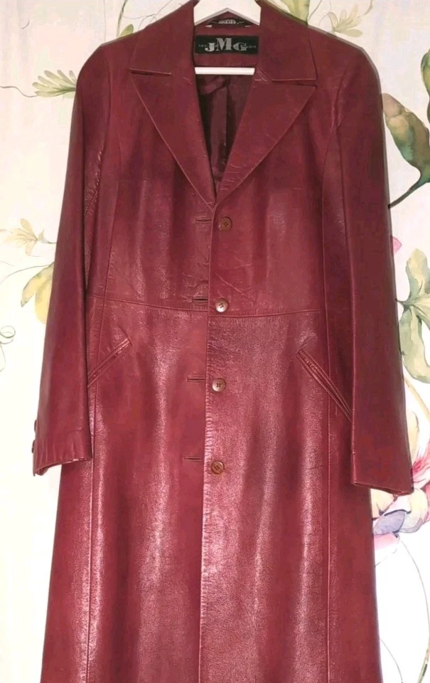 Abrigo de cuero rojo burdeos talla 44 para mujer JMG Mikhael JDAKAEF. Clásico Foto 1 de 4