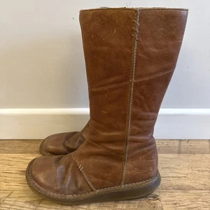 Dr Martens Vintage 3a63 Mid Calf Brown Leather Biker Zip Wedge Boots Size Uk 8 - Picture 1 of 8