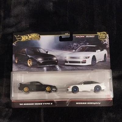 Paquete de 2 Nissan 180SX Tipo X y Nissan SilEighty 1996 Hot Wheels Premium Car Culture Foto 1 de 4