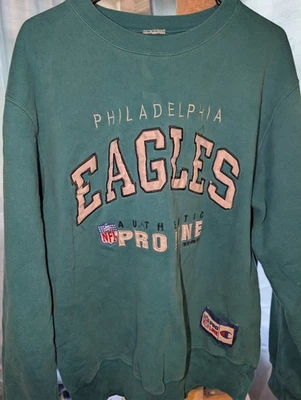 Suéter Champion Pro Line cuello redondo NFL 1996 Philadelphia Eagles para hombre pequeño verde azulado Foto 1 de 4