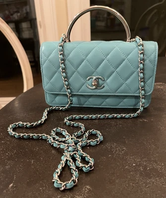 CHANEL Small Leather Chain Bag TURQUOISE - Image 1 of 4