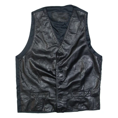 LEONARDO Mens Blazer Waistcoat Black Leather S - Image 1 of 4