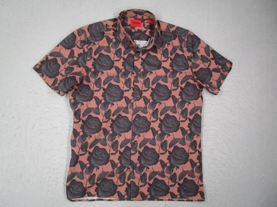 Hugo Boss Shirt Mens Medium Red AOP Roses Button Up Short Sleeve Floral - Image 1 of 4