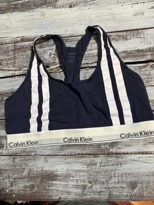 Calvin Klein Performance Sports Bra XL Black Racerback Logo Band Activewear - Image 1 of 3