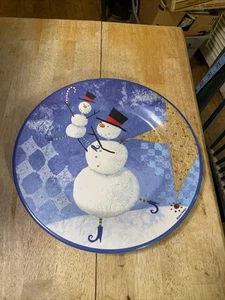 Evolution Sakura Snowman Zulauf Designs Melamine Platter 11 1/2" - Picture 1 of 2