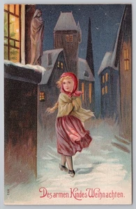 Des armen Kindes Weihnachten postcard, snowy street scene - Picture 1 of 2