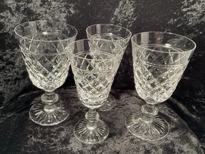 4 Stuart Crystal Water & Wine Goblets Glasses Harlech Diamond Pattern - Picture 1 of 9