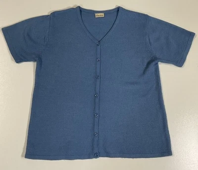 Cárdigan Suéter Vintage Bobbie Brooks Manga Corta Talla L Azul Ligero Años 90 Foto 1 de 4