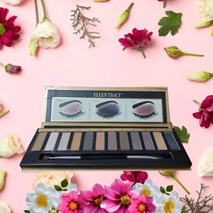 Ellen Tracy Eye Shadow Palette with Mirror and Duo Ended Eyeshadow Brush BNIB - Picture 1 of 9