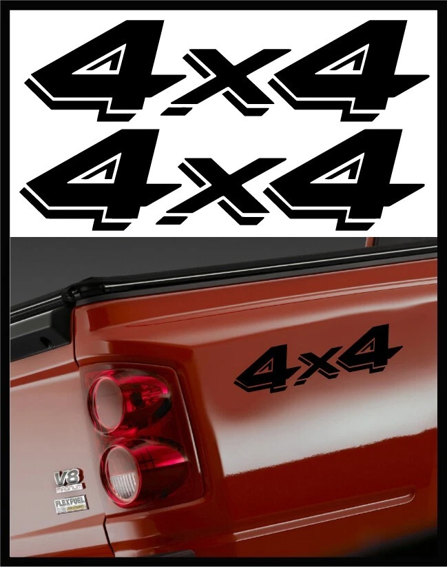 CALCOMANÍAS DE CAMIÓN 4X4, PEGATINAS TODOTERRENO DODGE DAKOTA NEGRAS, PAQUETE DE 2 TAMAÑO: 3,25" X 13" Foto 1 de 1