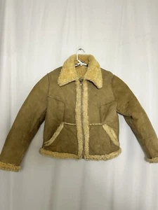 Chaqueta de cuero de gamuza forrada de piel de oveja vintage beige para mujer 16 cremallera completa Nueva Zelanda - Imagen 1 de 23
