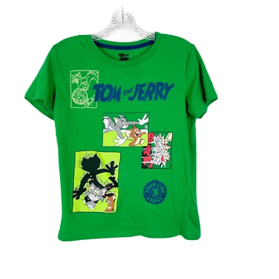 Tom & Jerry Shirt Youth 18/20 Green Short Sleeve Graphic Cartoon Cat Tee Kids - Image 1 of 4