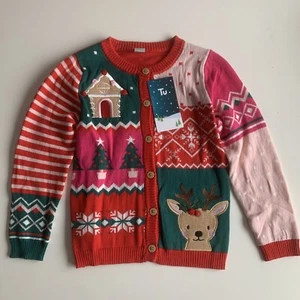Cárdigan de Navidad TU Niñas Rojo Retazos Reno Edad 3-4 4-5 Años Totalmente Nuevo - Imagen 1 de 8