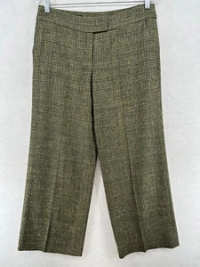 ESCADA Pants Womens 38 Wool Silk Blend Tweed Front Zip Straight Trouser Green - Picture 1 of 17