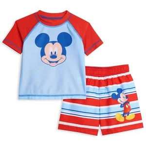 Disney Mickey Mouse ☆ Baby Boys' Mickey's Rash Guard & Swim Trunks Set ☆ 12M-4T - Picture 1 of 5