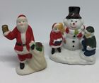 VTG Lot Of 2 Christmas Village Accessories Santa Clause Kids Children Snow Man