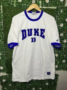 Vintage DUKE University Colosseum BLUE DEVILS Logo T-Shirt White XL Embroidered - Picture 1 of 7