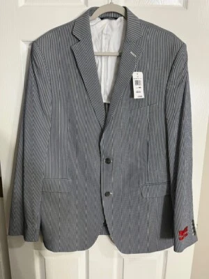 Blazer Red Label by Saks Fifth Avenue Seersucker ajuste 46R azul marino blanco a rayas Foto 1 de 4