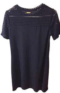 Michael Kors navy blue mesh netted  dress small form fit Pullover straight Hemed - Picture 1 of 20