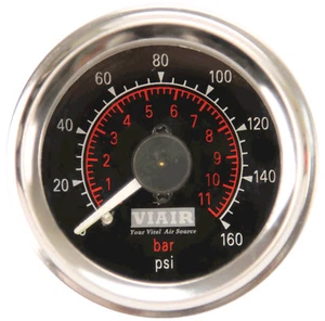 Medidor de presión de aire VIAIR doble aguja 160psi 2" cara negra 90082 - Imagen 1 de 12