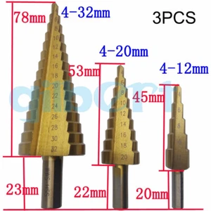 3PCS/Box HSS 4241 Steel Step Cone Titanium Coated Drill Bit Hole Cutter - Picture 1 of 1