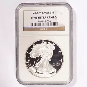 2005-W Silver American Eagle Proof Dollar NGC PF69 Ultra Cameo - Picture 1 of 2