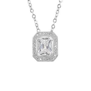 925 Sterling Silver Art Deco AAA quality 1.50 ct TW CZ 18"  Pendant Necklace